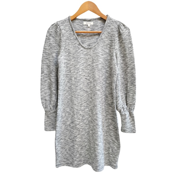 Madewell Dresses & Skirts - MADEWELL Marled Gray Balloon Sleeve Sweater Dress Small